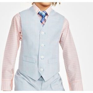 Nautica Little Boys Glen Plaid Vest, Shirt and Tie, 3 Piece Set - Teal Size 7